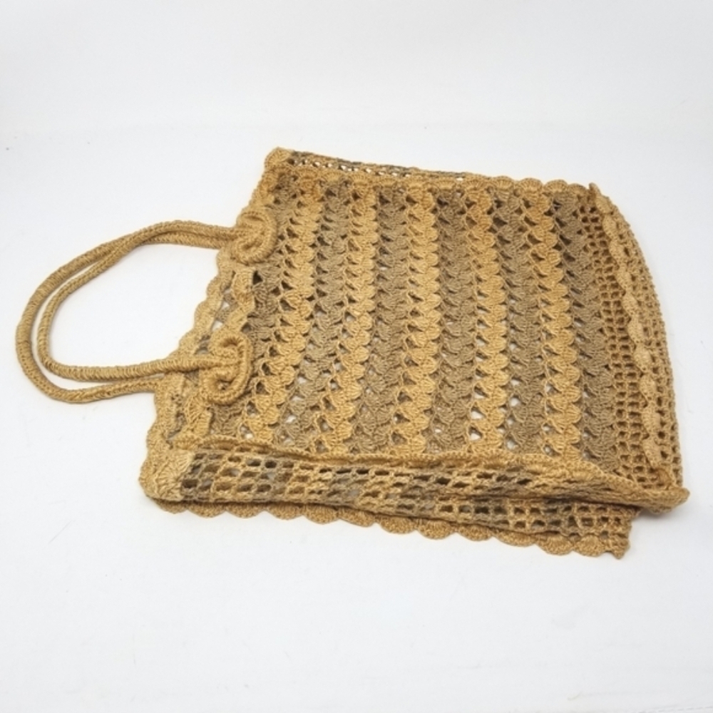 Crochet Tote Shoulder Bag Tote Open Weave Natural Double Handle Produce Beach - Picture 3 of 7